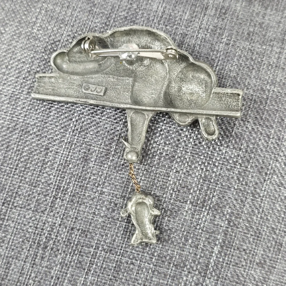 Jonette Jewelry Cat and Mouse Vintage Brooch - Picture 4 of 9